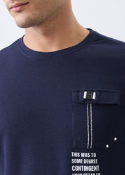 Safety Printed Full Sleeve T-Shirt: Navy