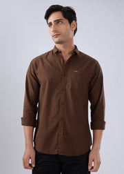 Nostrum Contain Solid Full Sleeve Coffee Shirt for men
