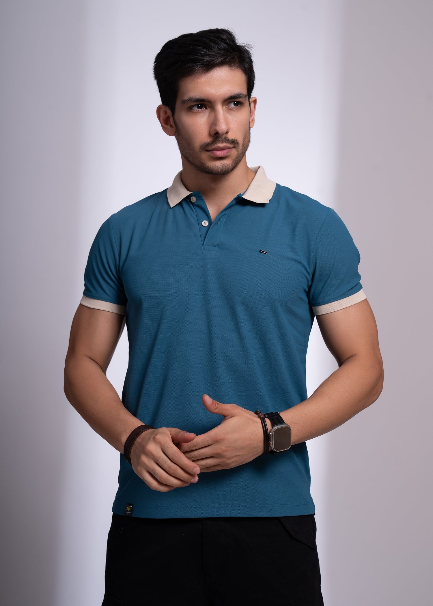 Mary Solid Polo T-Shirt: Blue