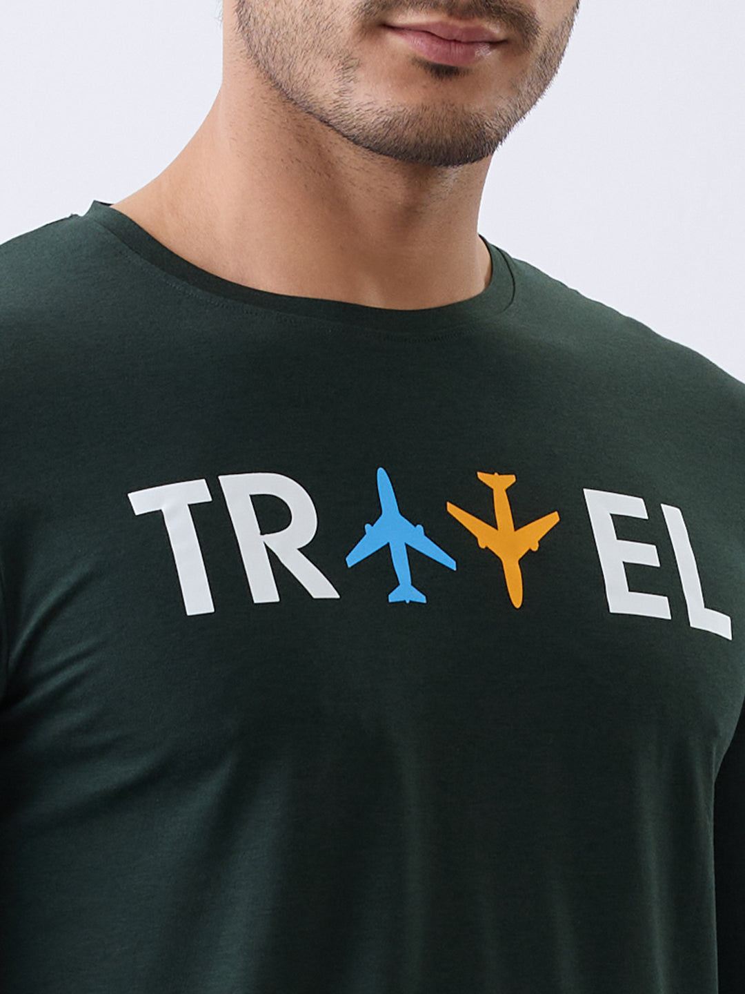 Travel Graphic Full Sleeve Pullover: Bottle Green