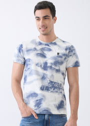 Grain Dyed Half Sleeve T-Shirt: Blue