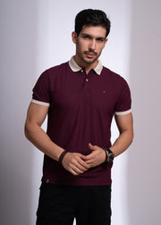 Mary Solid Polo T-Shirt: Wine