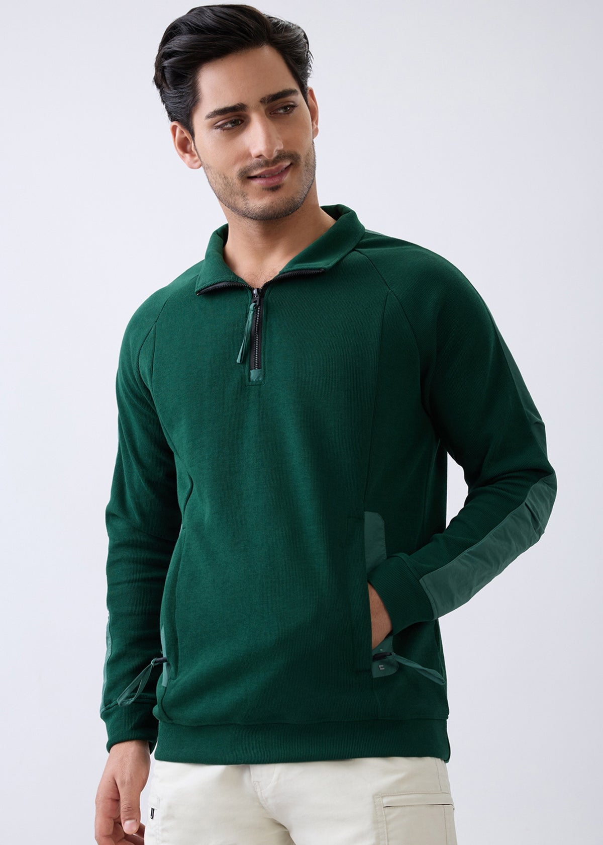 Grateful Zip-Neck Full Sleeve Sweatshirt