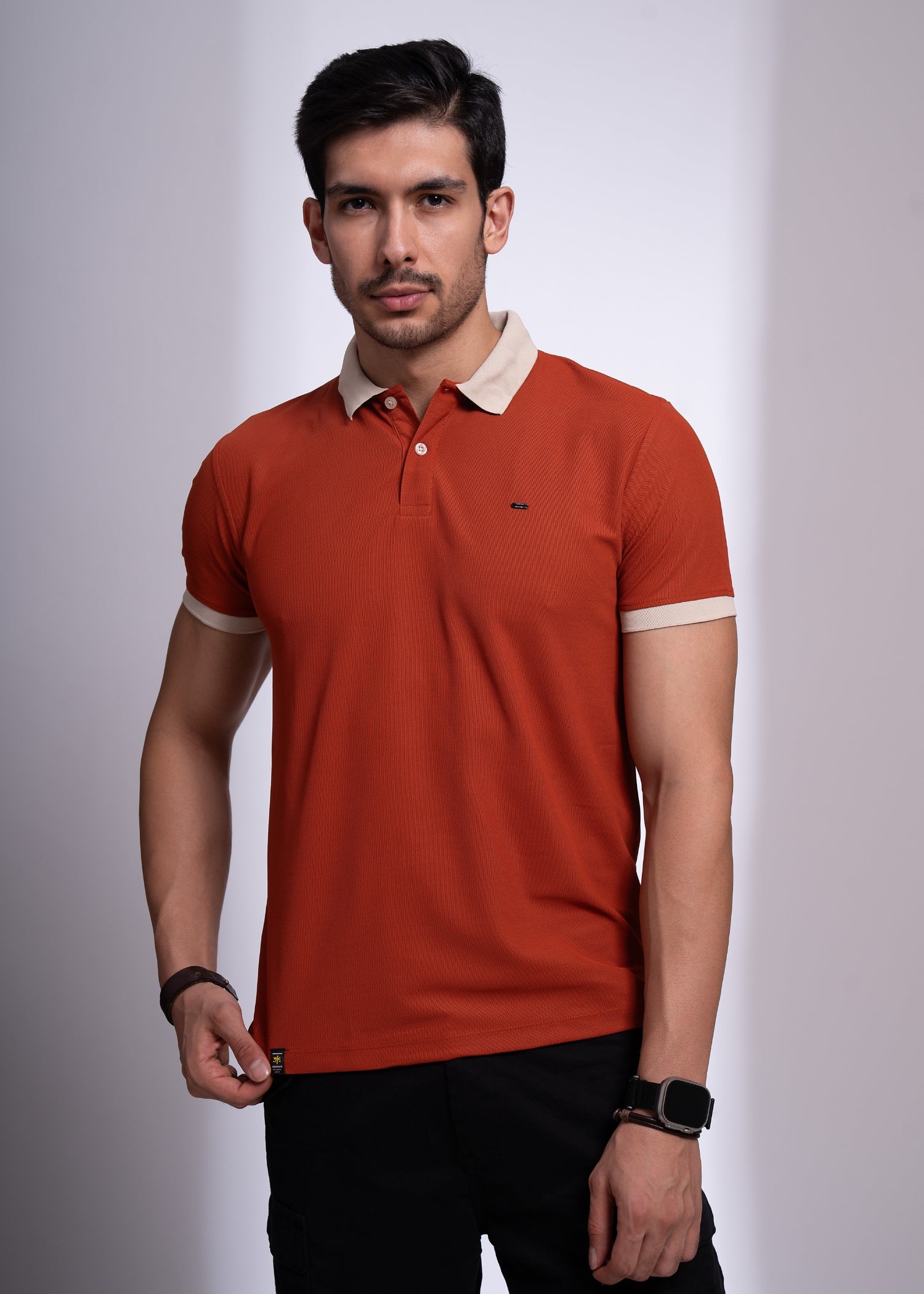 Mary Solid Polo T-Shirt: Rust