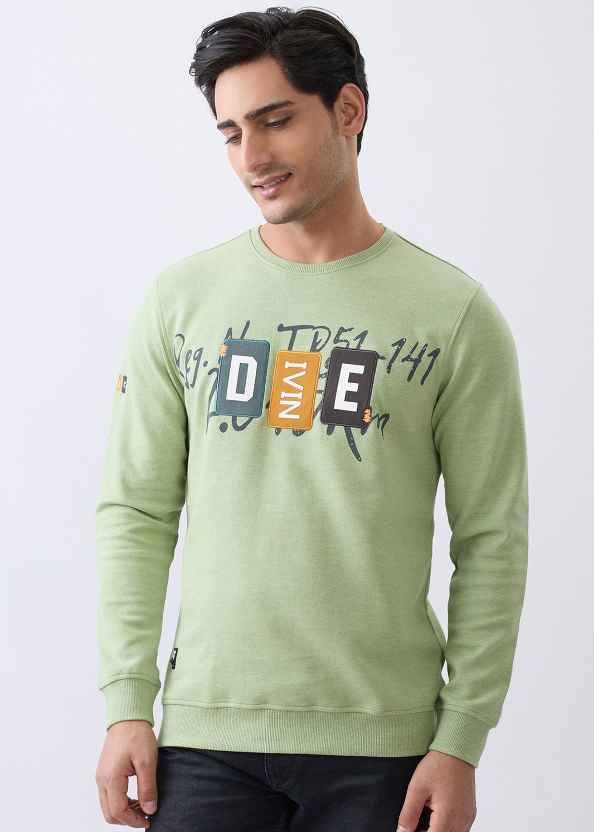 Divine Graphic Full Sleeve T-Shirt: Green