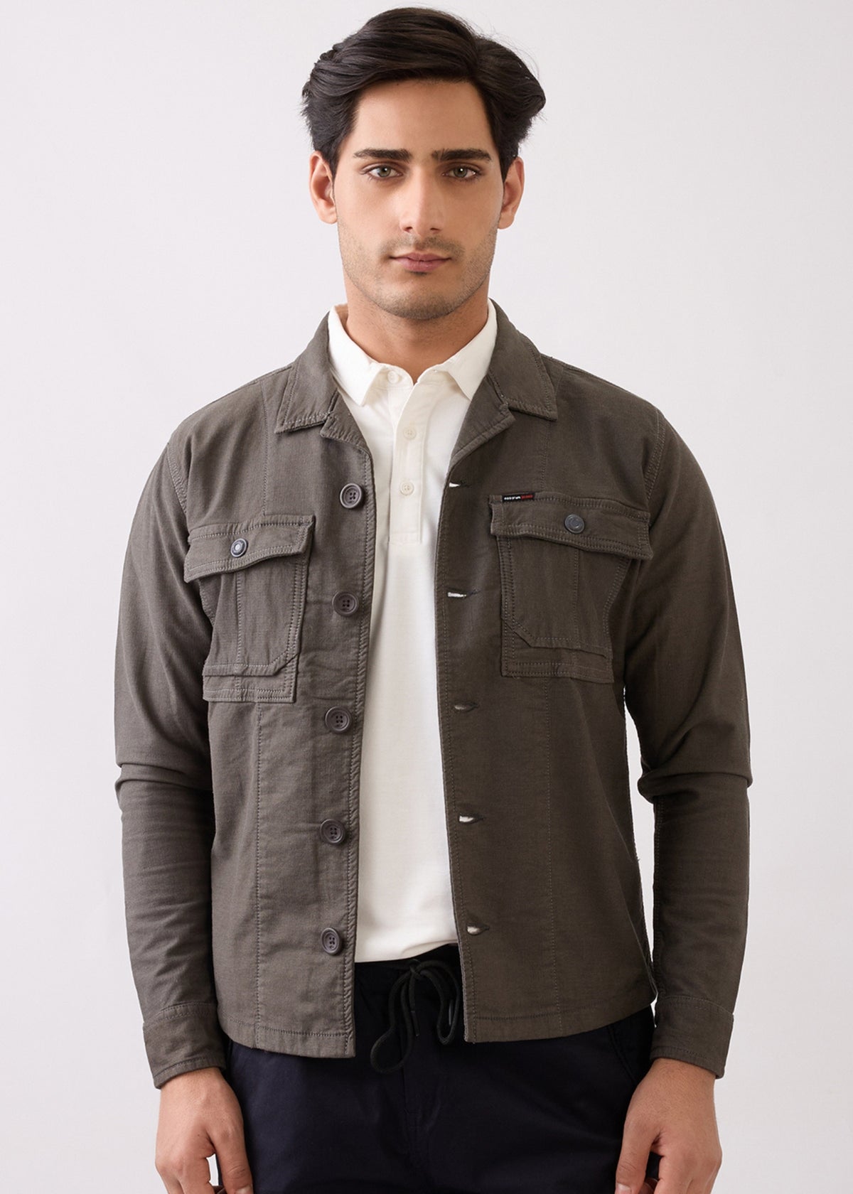 Maximo Utility Denim Jacket: Olive