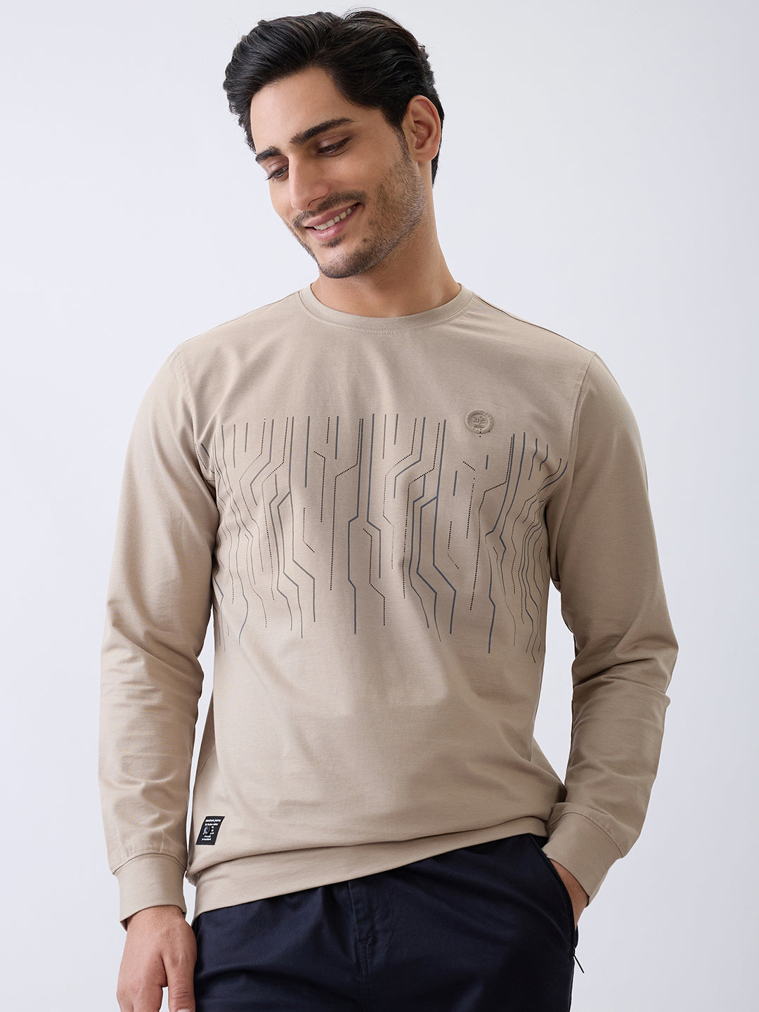 Duration Printed Full Sleeve T-Shirt : Beige