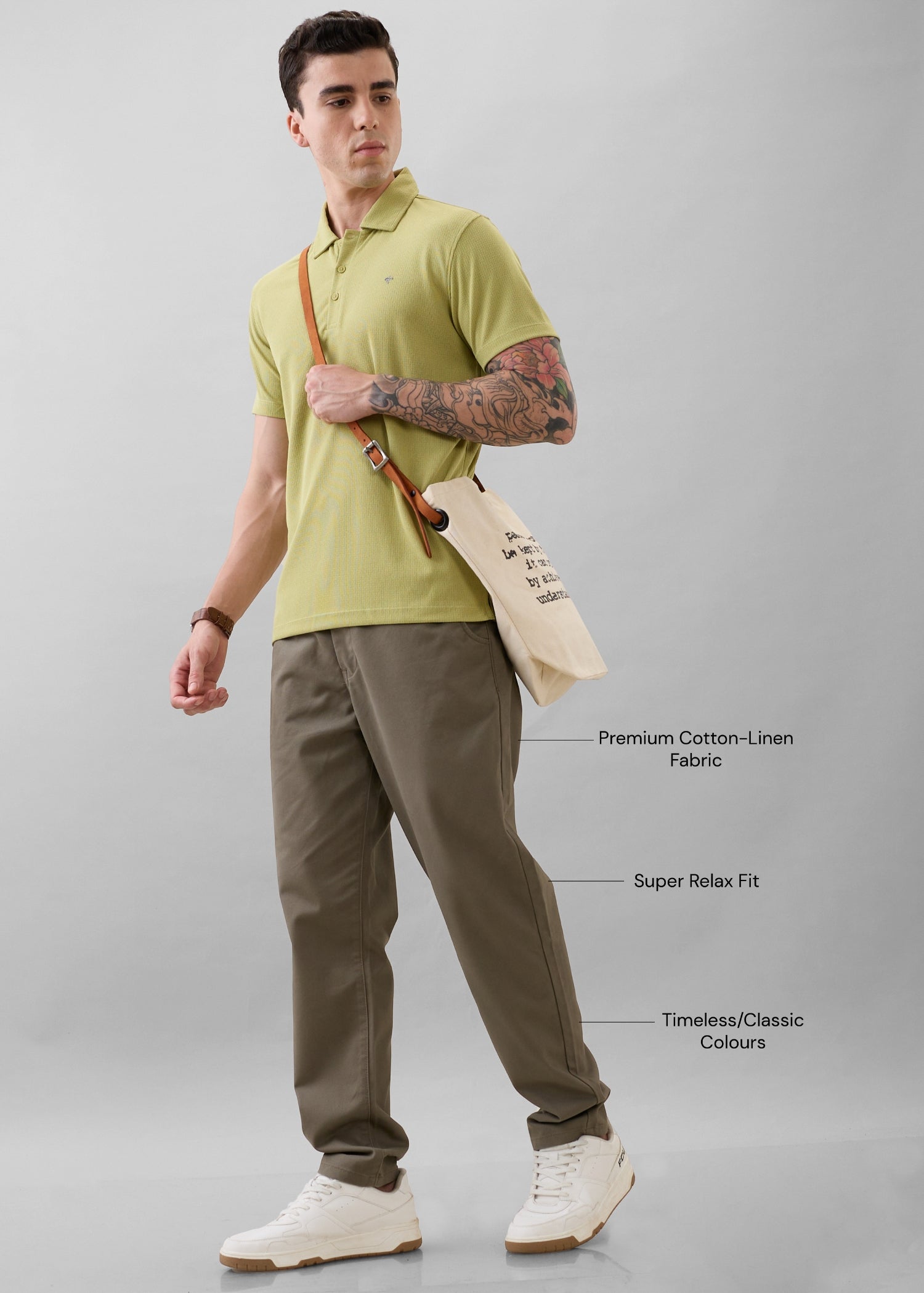 Abrus Cotton Drawstring Trouser: Dark Beige