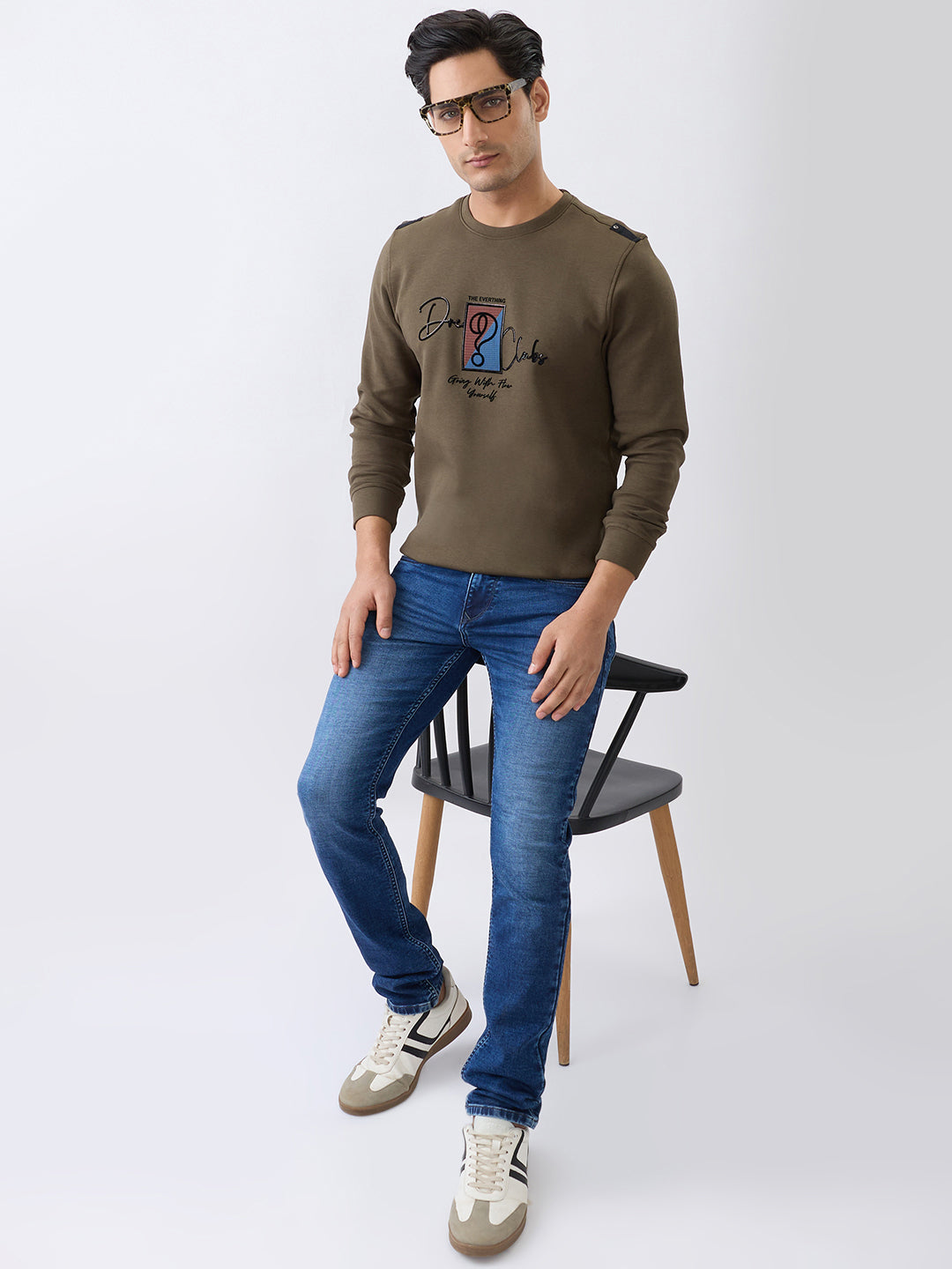 Dawking Graphic Full Sleeve T-Shirt: Olive