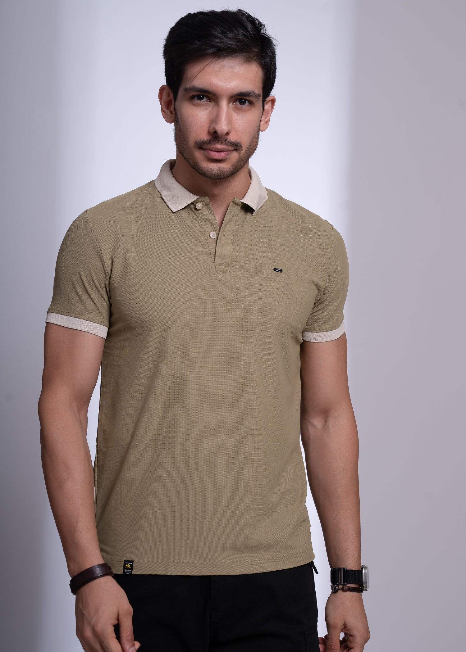 Mary Solid Polo T-Shirt: Khaki