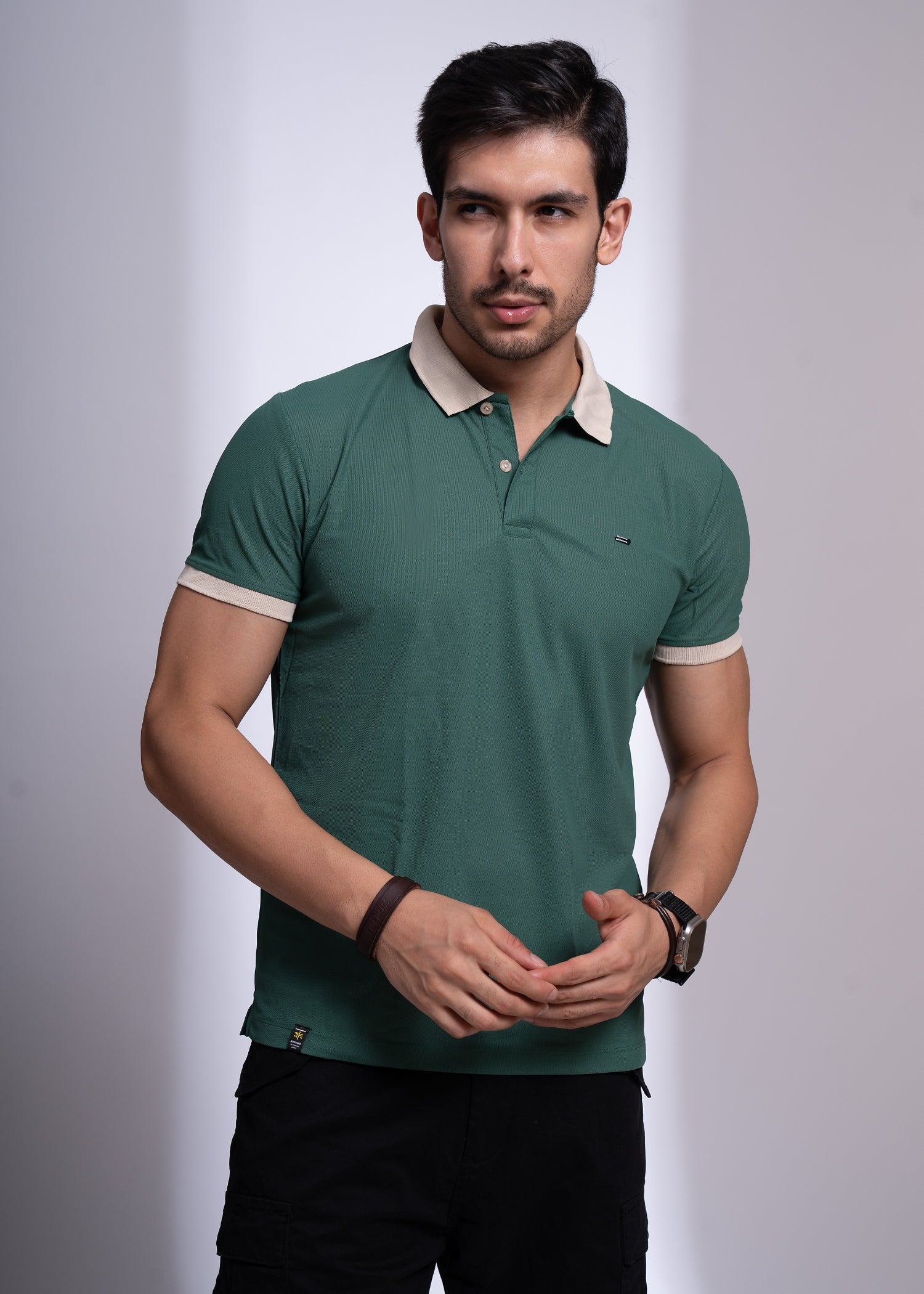 Mary Solid Polo T-Shirt: Green