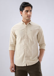 Nostrum Contain Solid Full Sleeve Beige Shirt for Men 