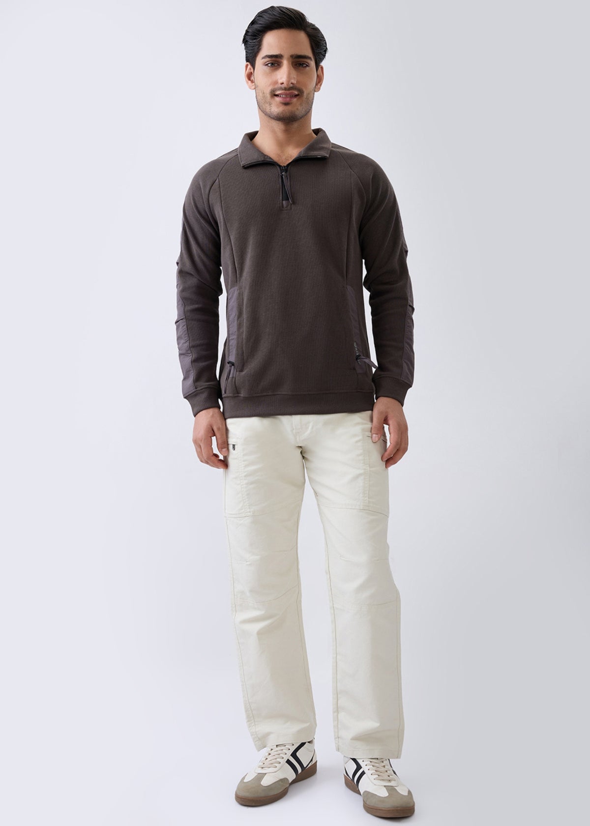 Grateful Zip-Neck Full Sleeve Sweatshirt
