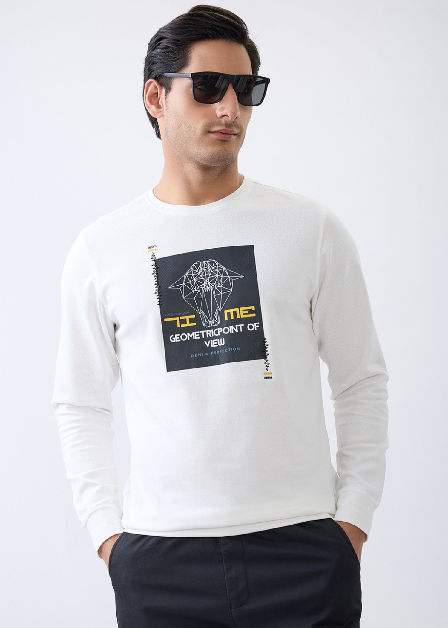 Metric Graphic Full Sleeve T-Shirt: White