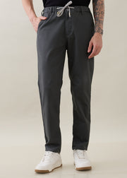 Abrus Cotton Drawstring Trouser: Dark Grey