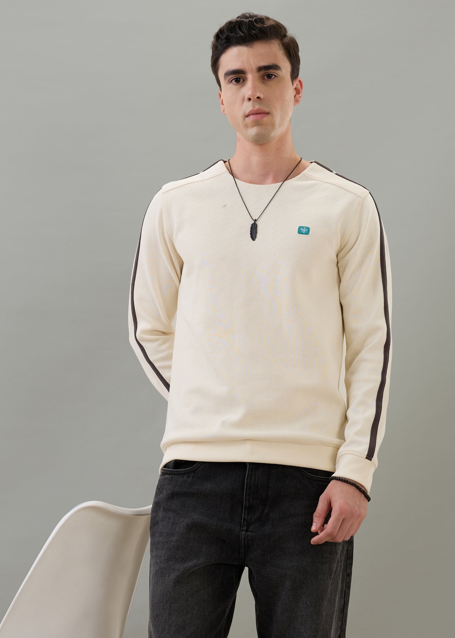 Palawan Crew Neck Pullover: White