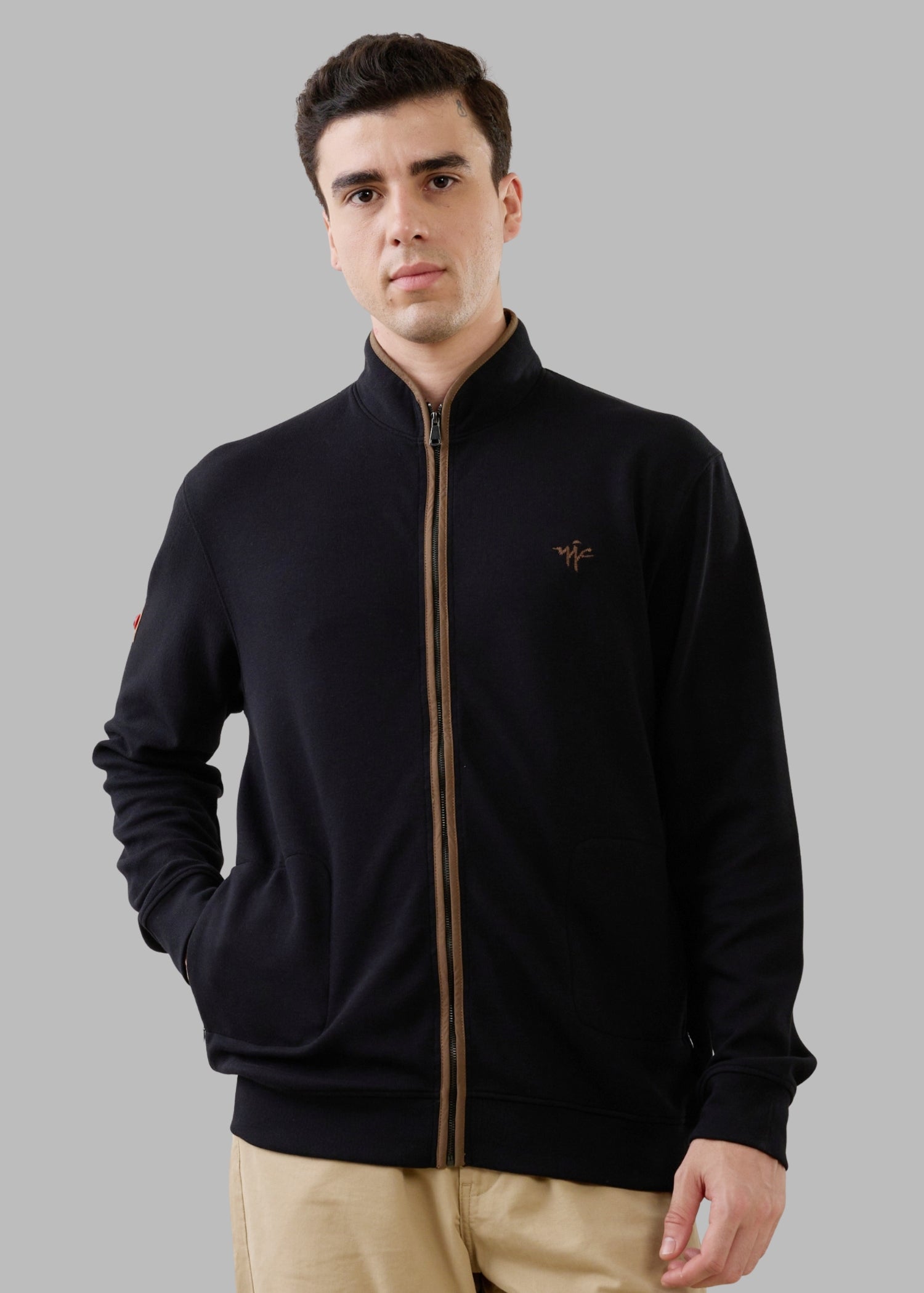 Sibilance Knit Zipper Jacket: Black