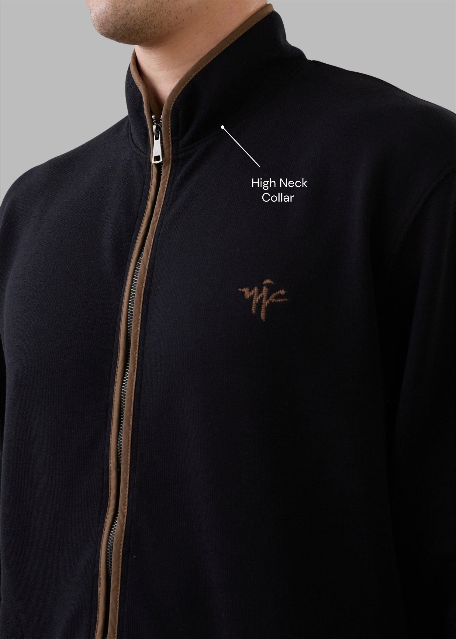 Sibilance Knit Zipper Jacket: Black