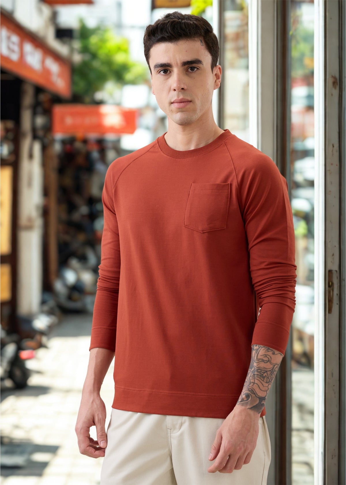 Adelaide Knit Jersey T-shirt: Rust