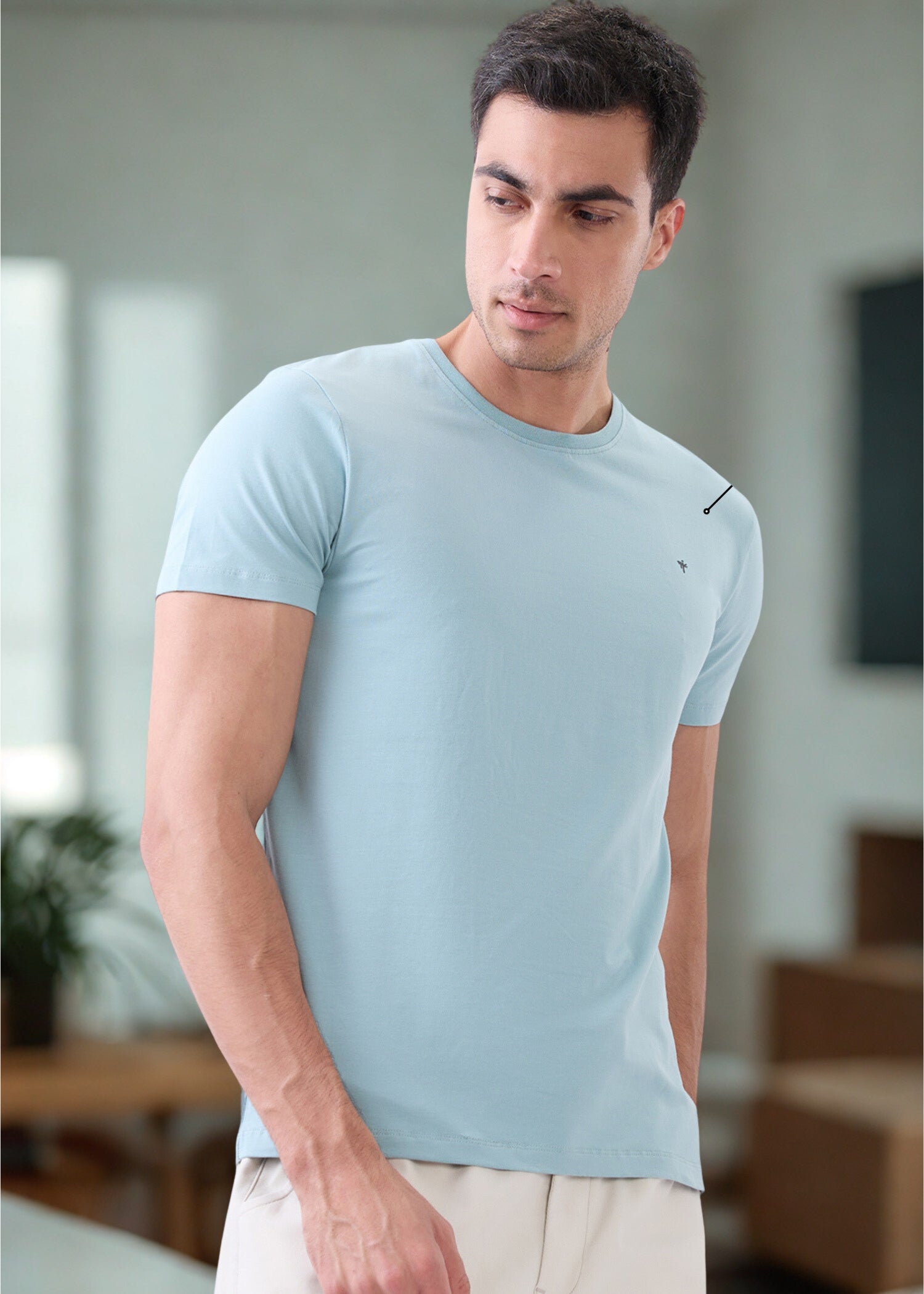 Arch Solid Half Sleeve T-Shirt: Coral Blue