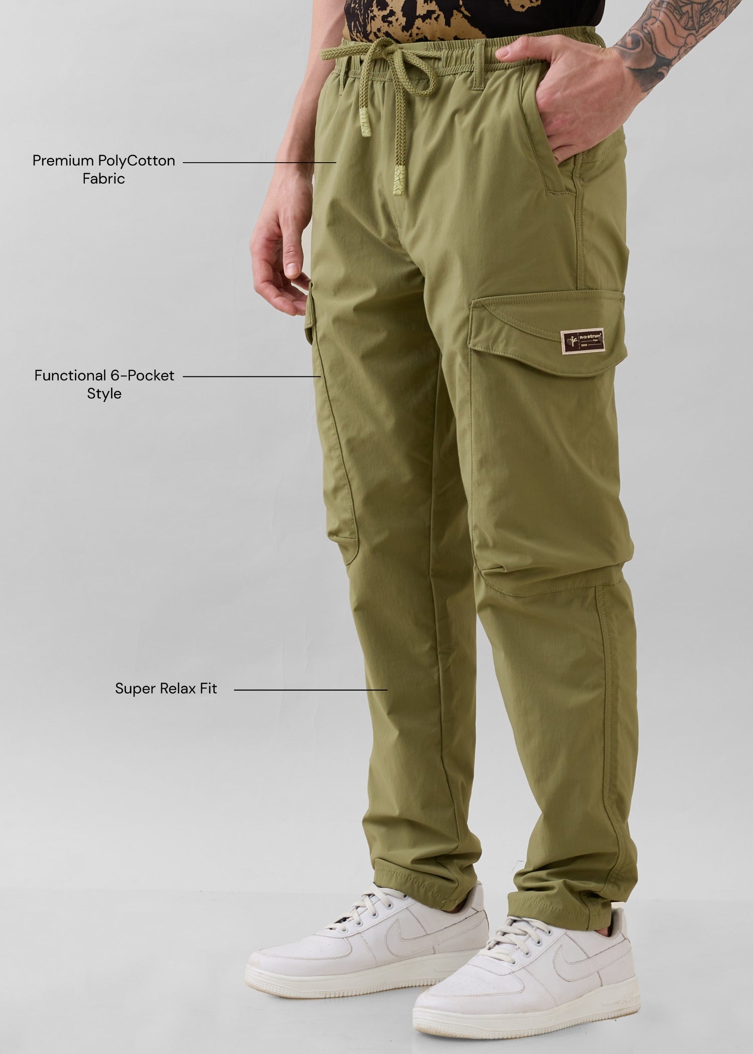 Deswark Polycotton Drawstring Cargo: Light Olive