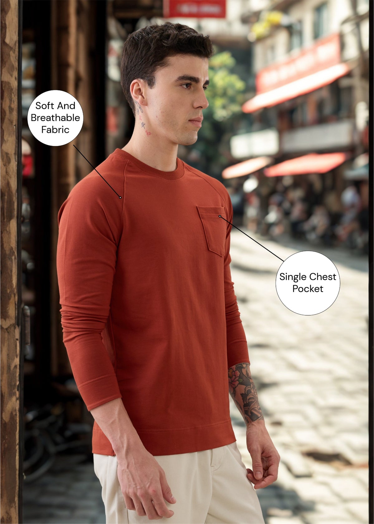 Adelaide Knit Jersey T-shirt: Rust