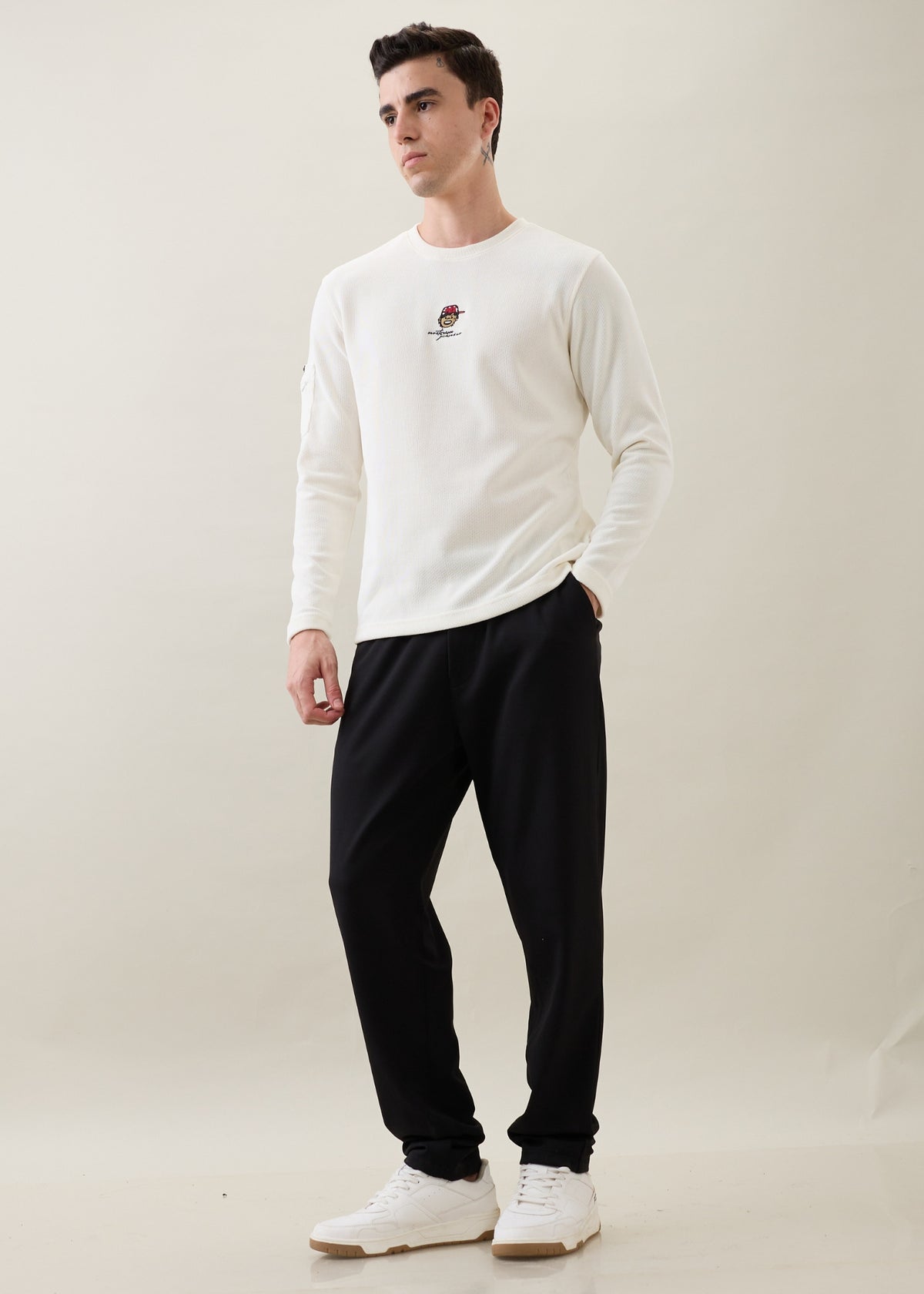 Baglis Cotton Baggy Trouser: Black