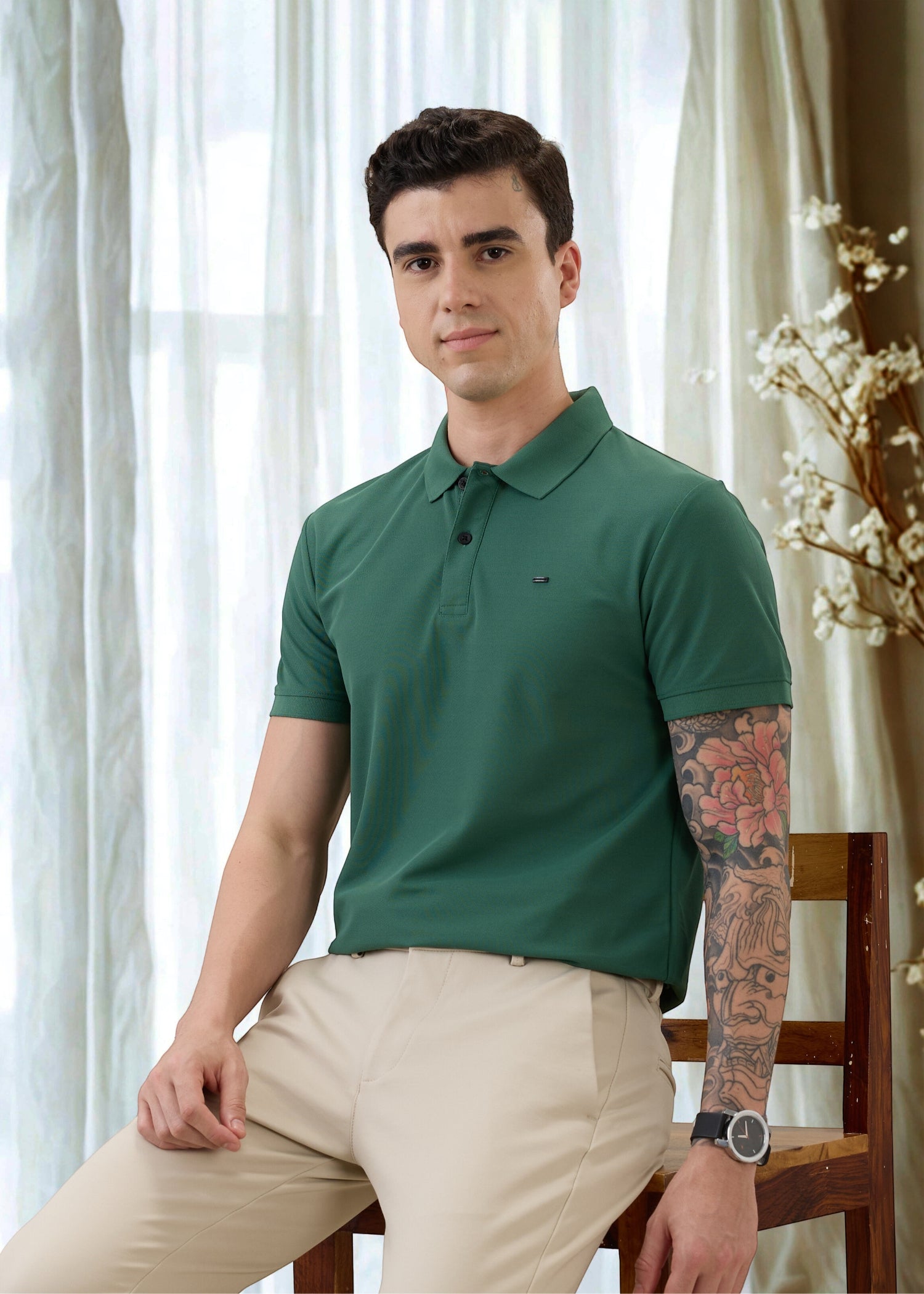 Cherry Half Sleeve T-shirt: Green