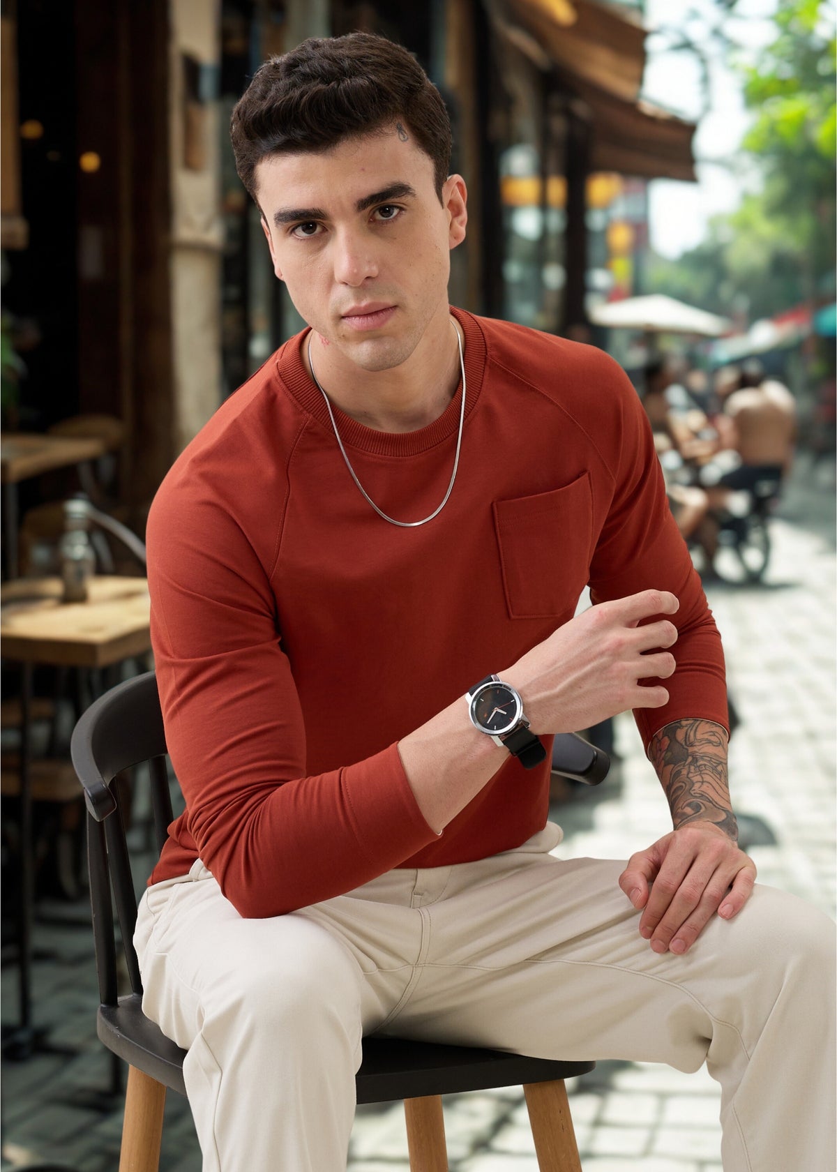 Adelaide Knit Jersey T-shirt: Rust