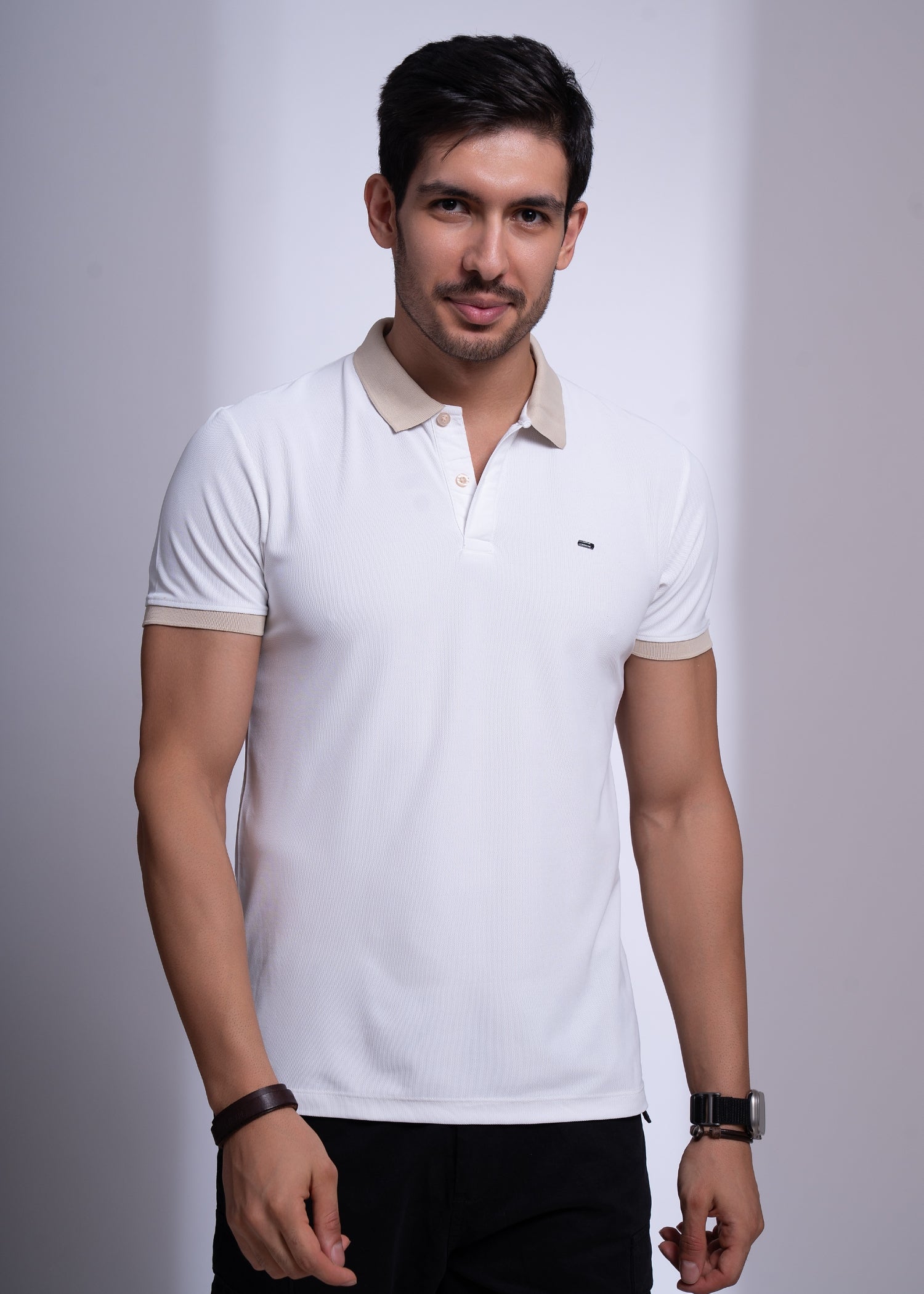 Mary Solid Polo T-Shirt: White