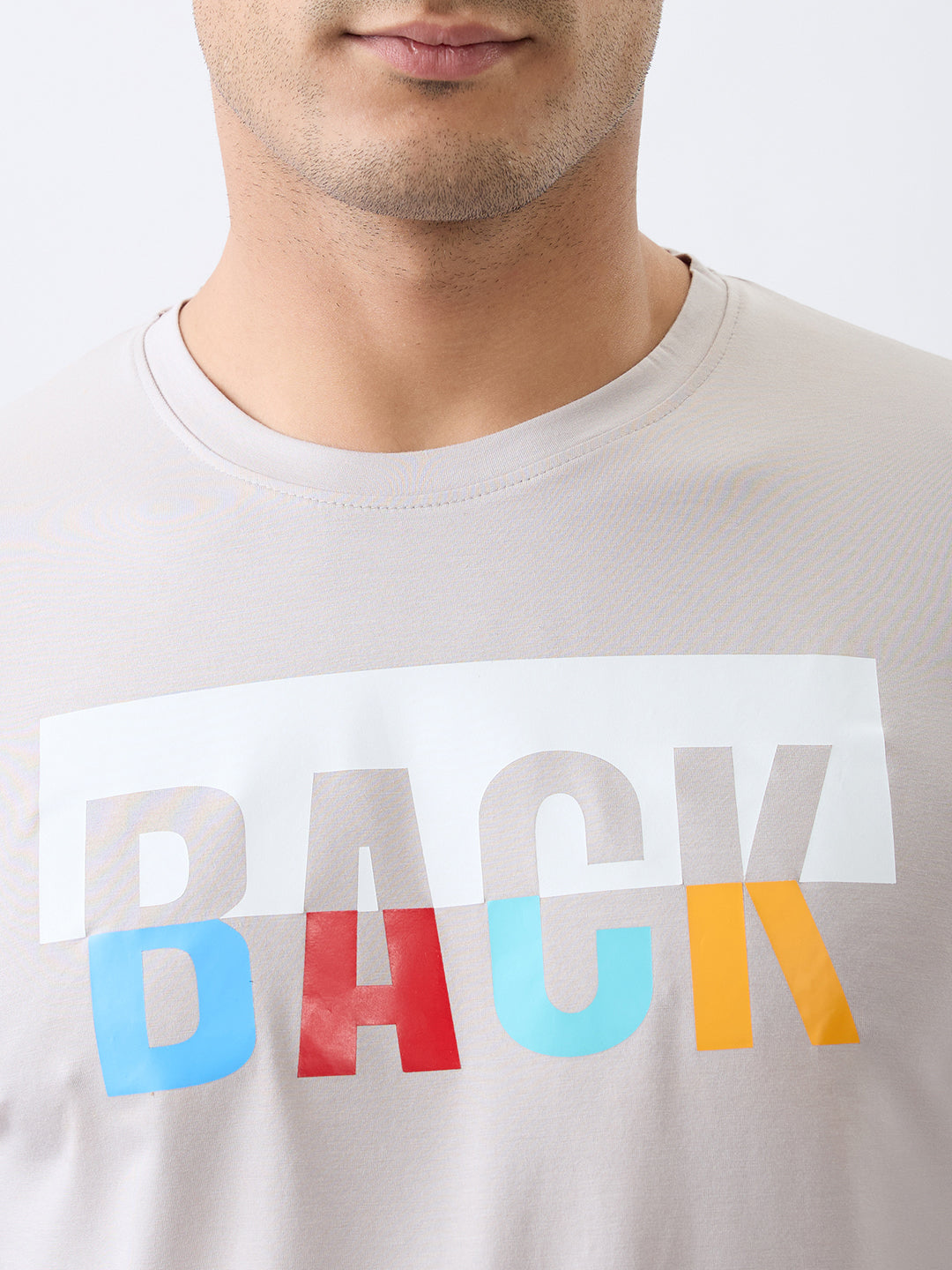 Back 1 Printed Full Sleeve T-Shirt: Grey