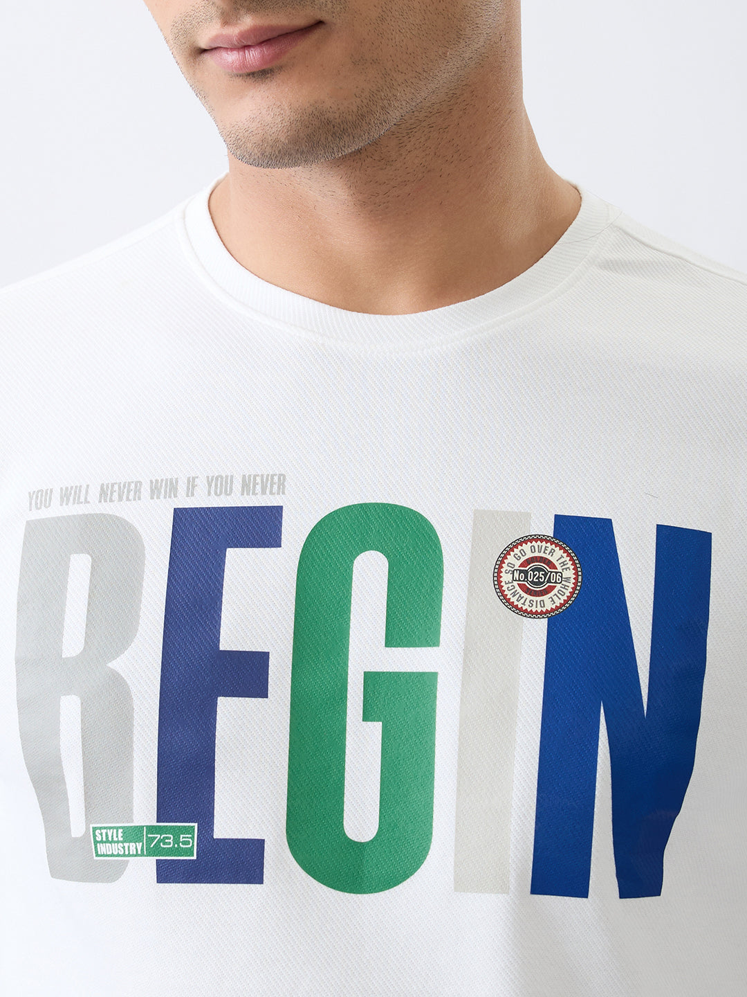 Distance Printed Full Sleeve T-Shirt :White