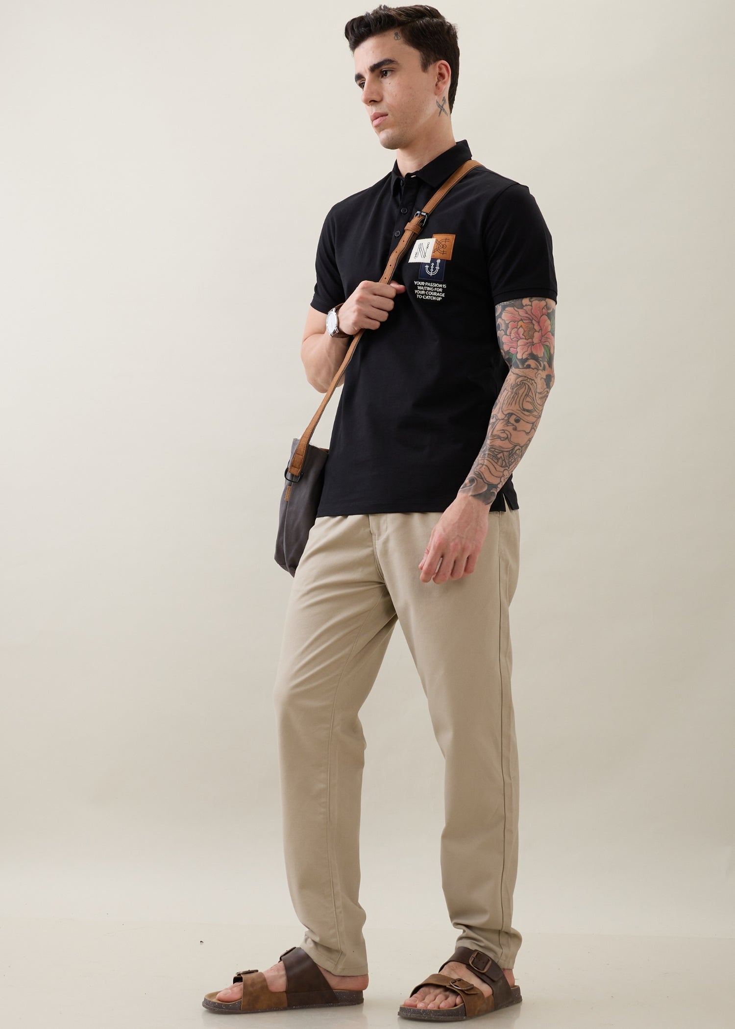 Abrus Cotton Drawstring Trouser: Beige