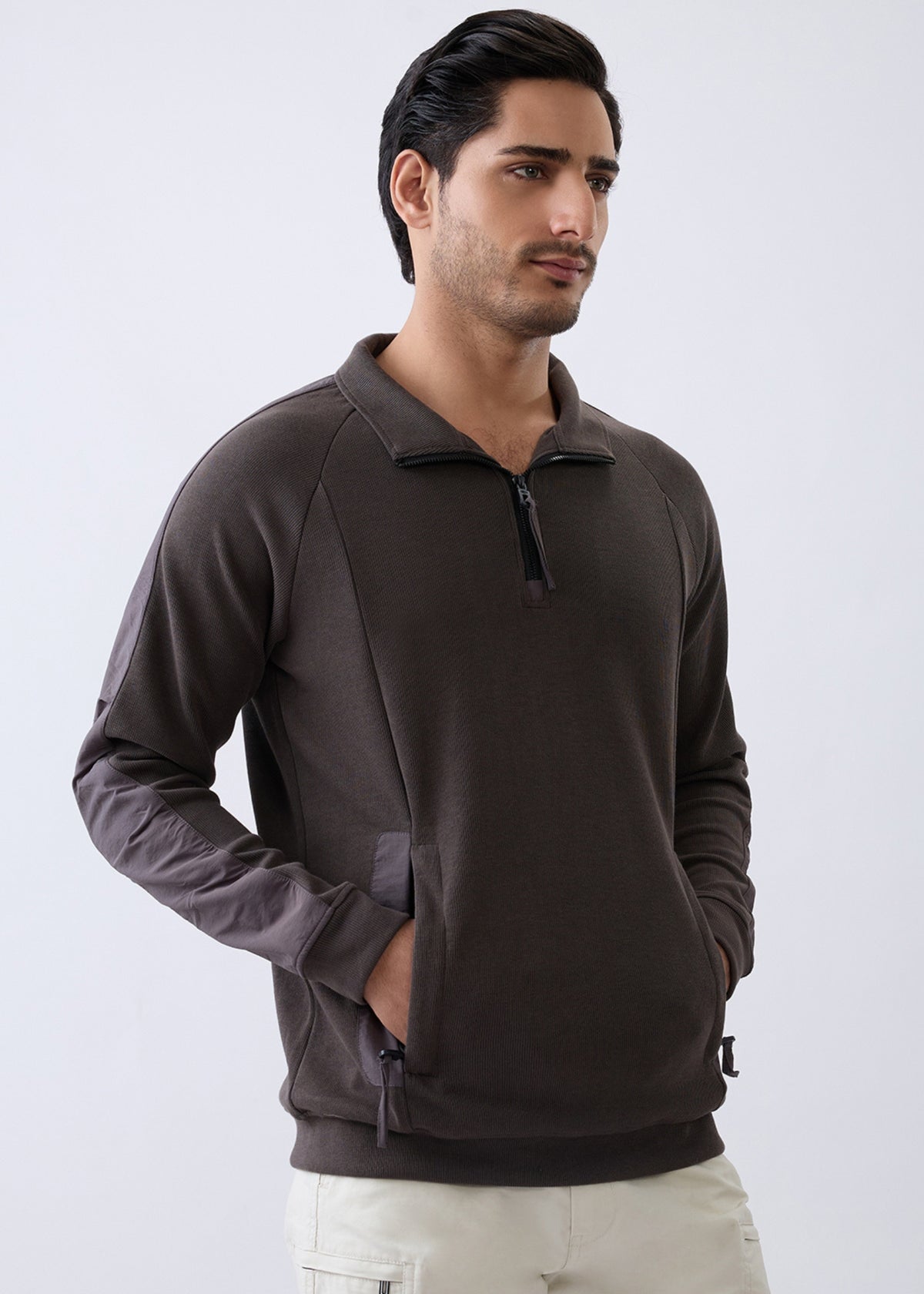 Grateful Zip-Neck Full Sleeve Sweatshirt