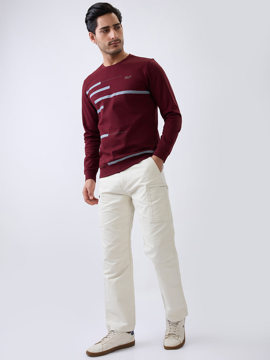 Branding Full Sleeve Printed Pullover: Wine