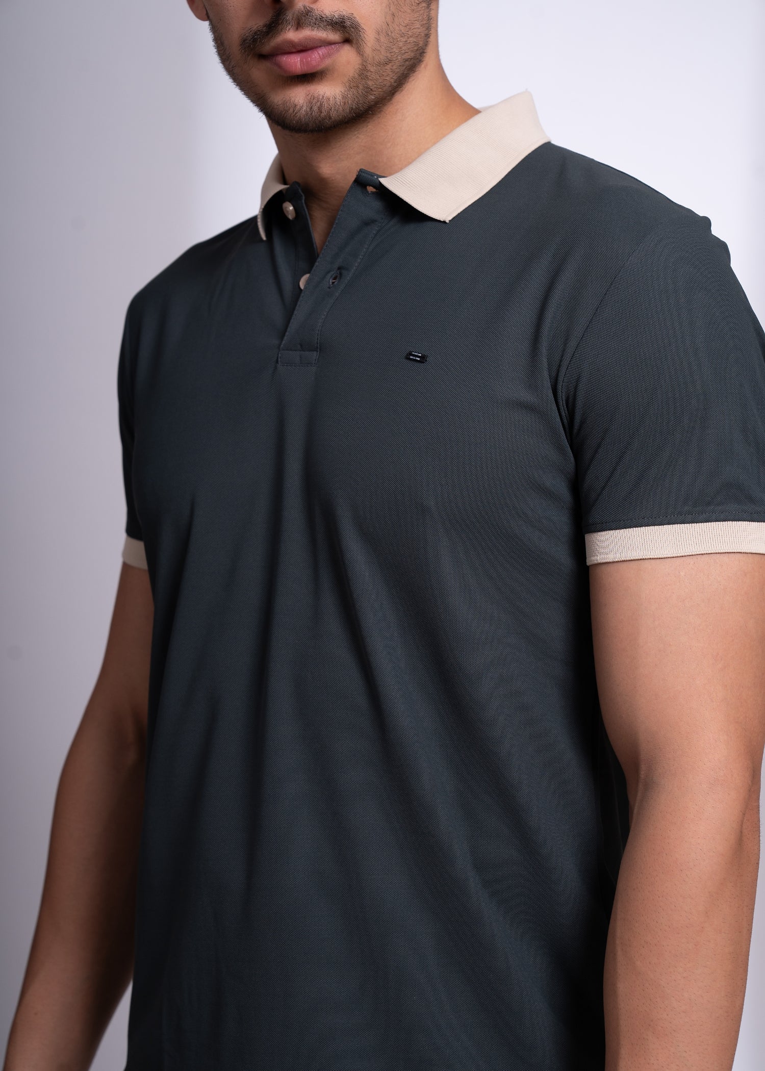 Mary Solid Polo T-Shirt: Grey