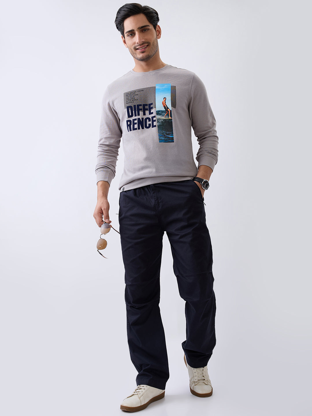 Matter Typography Fitted Sweatshirt: L.Grey