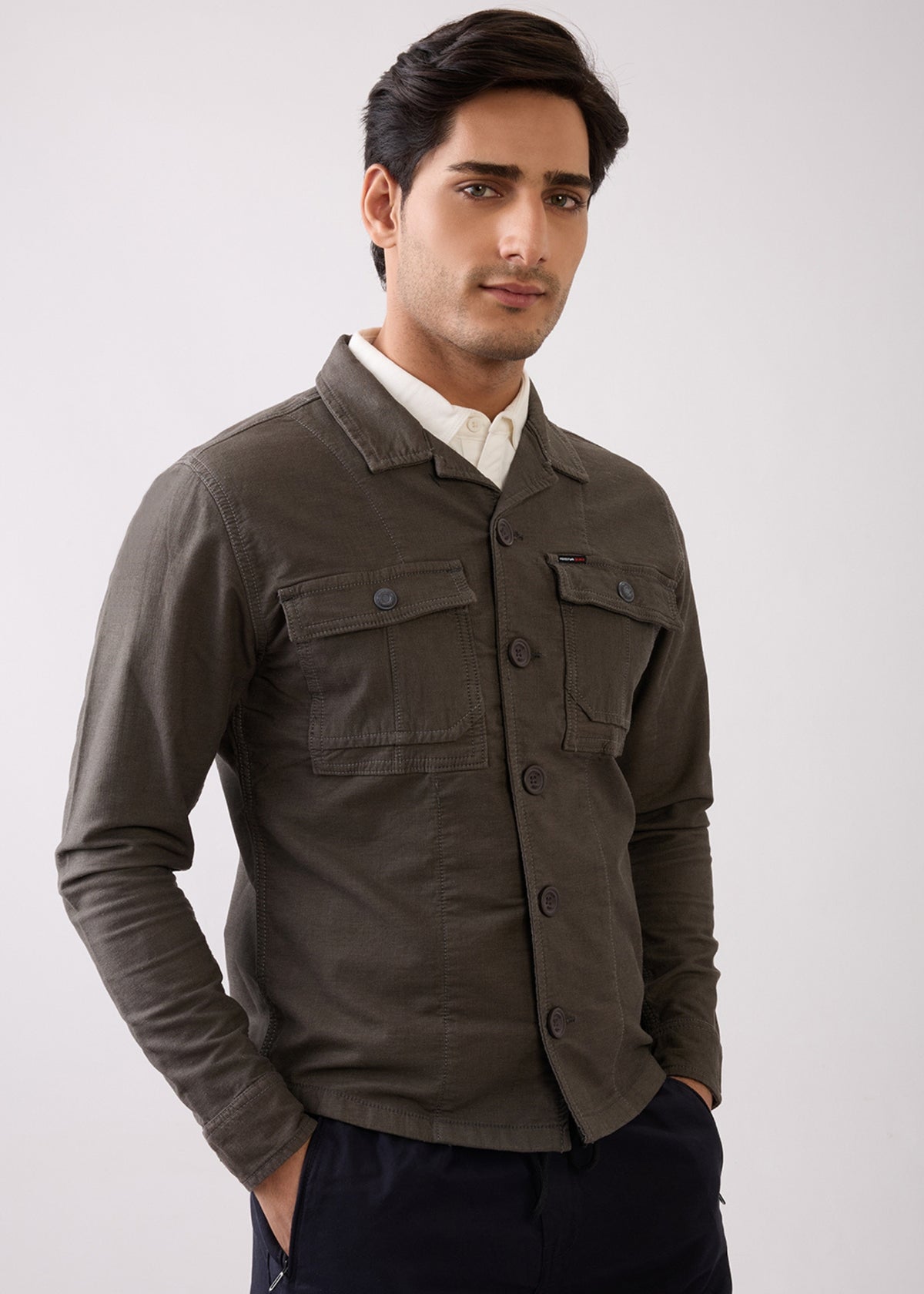 Maximo Utility Denim Jacket: Olive