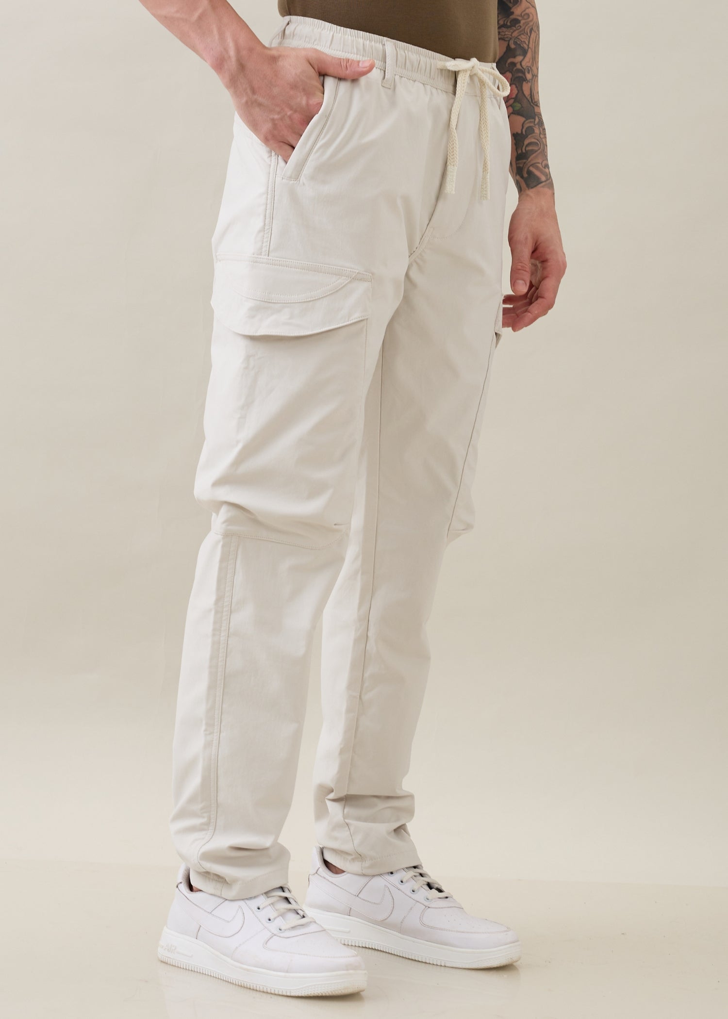 Deswark Polycotton Drawstring Cargo: Beige