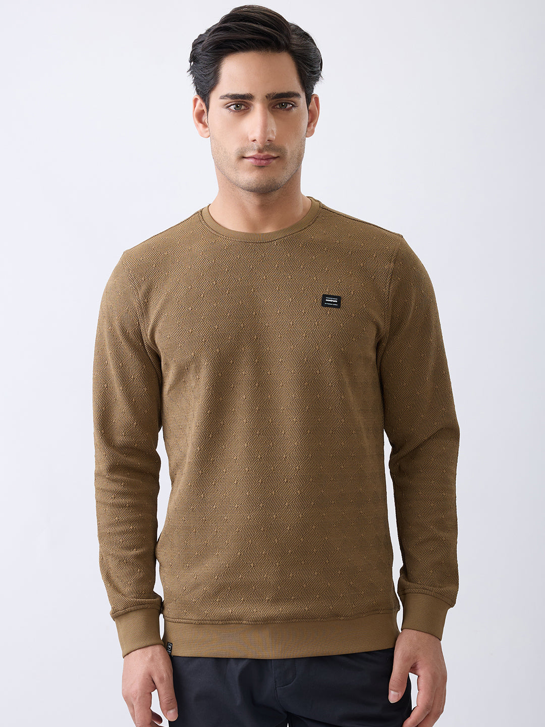 Pope Textured Full Sleeve Sweatshirt: Tan