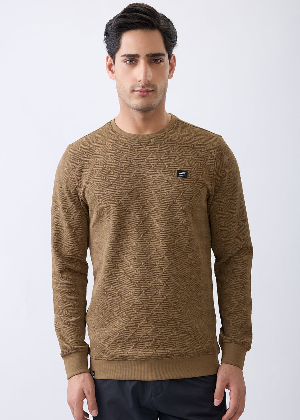 Pope Textured Full Sleeve Sweatshirt: Tan