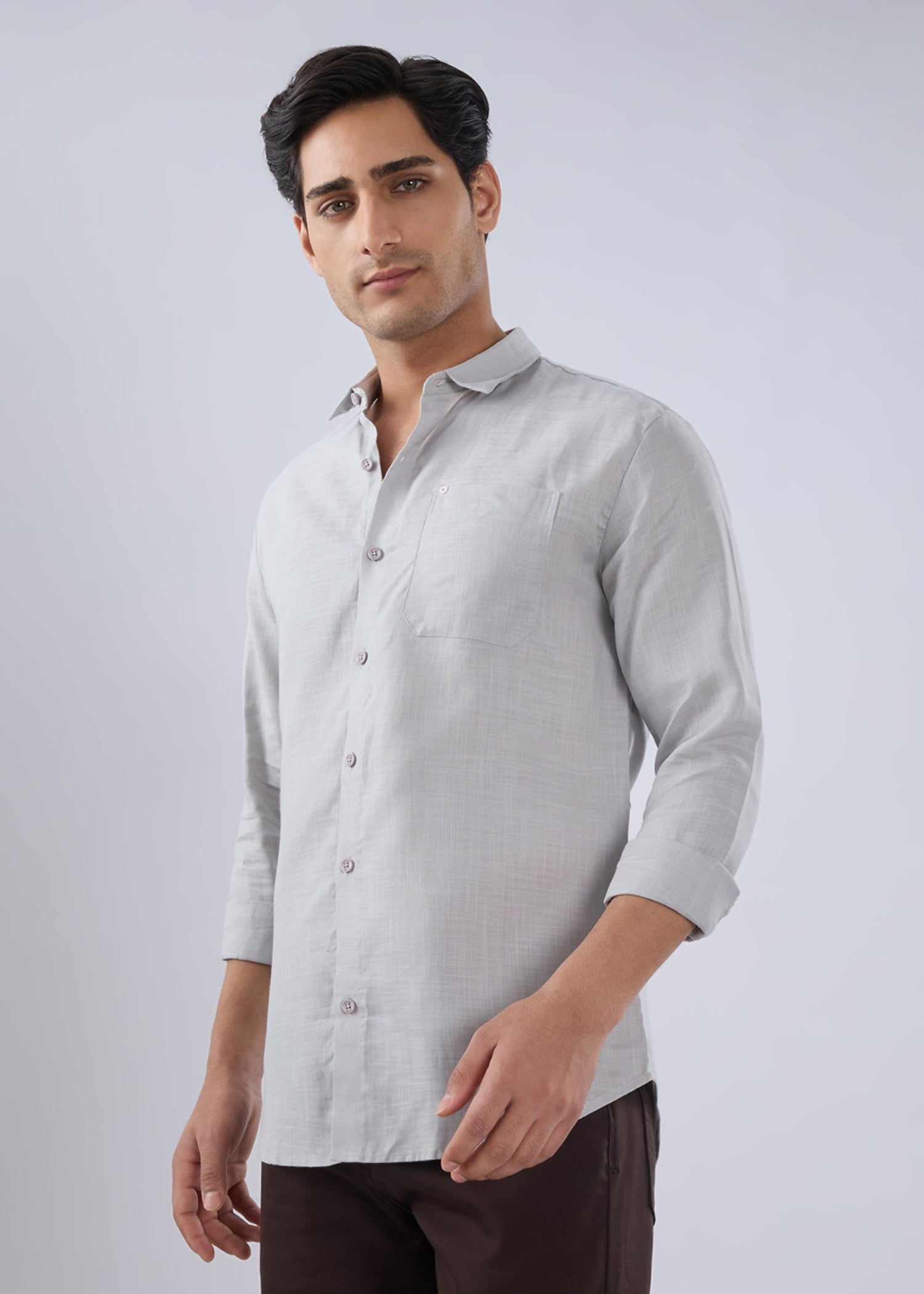 Keen Solid Full Sleeve Shirt: Light Grey