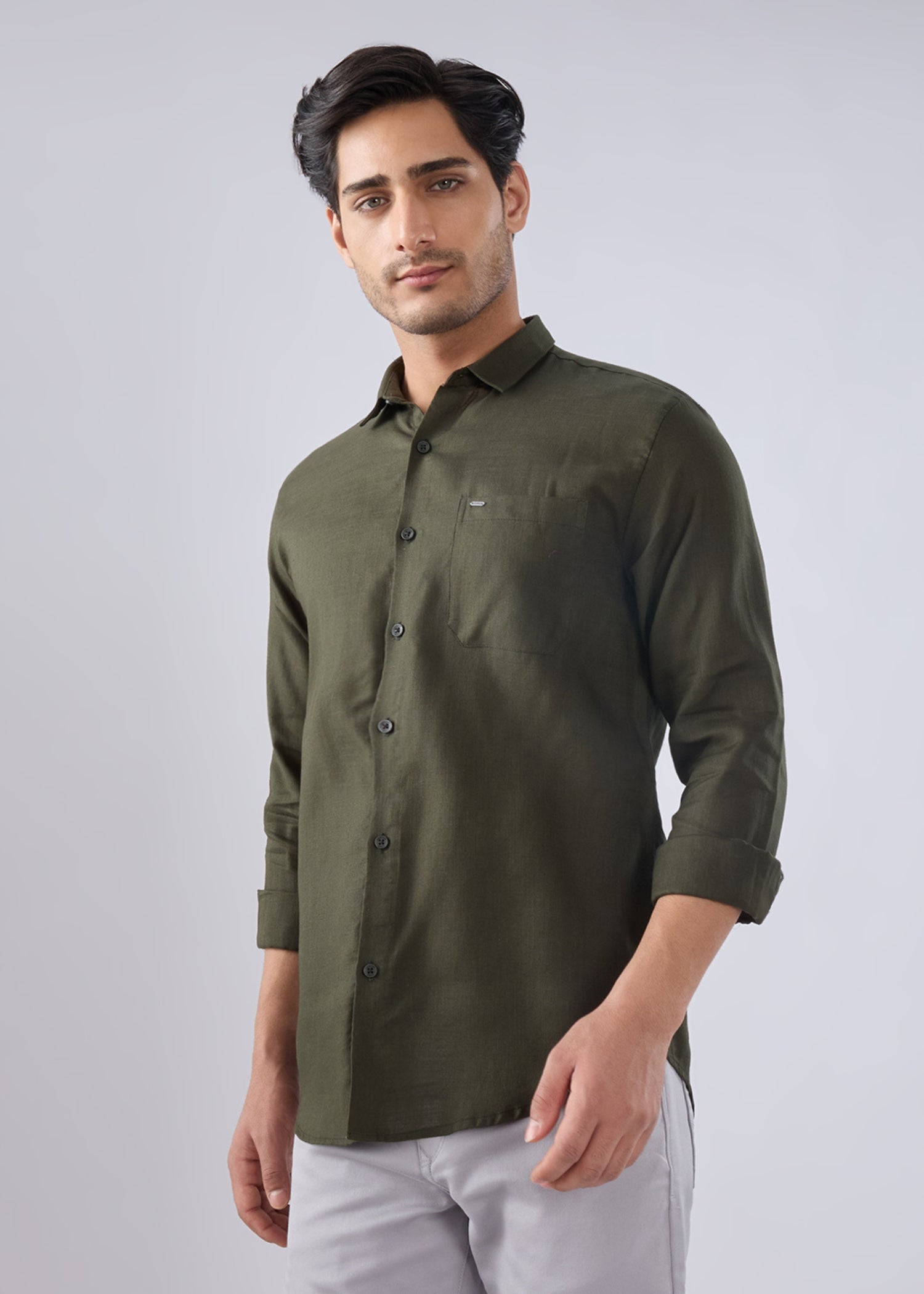 Keen Solid Full Sleeve Shirt: Olive