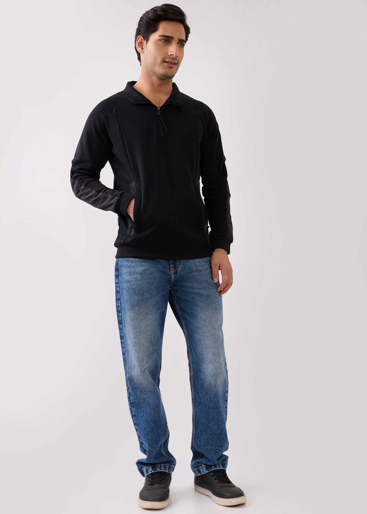 Grateful Zip-Neck Full Sleeve Sweatshirt