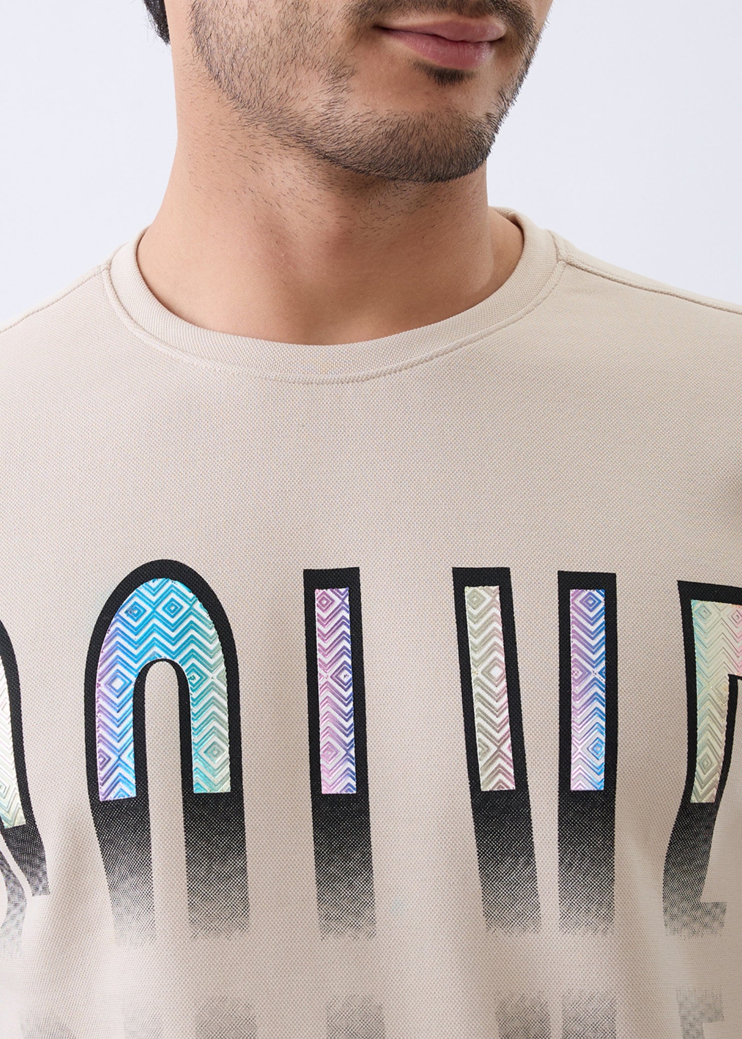 Solve Graphic Full Sleeve Sweatshirt: Beige