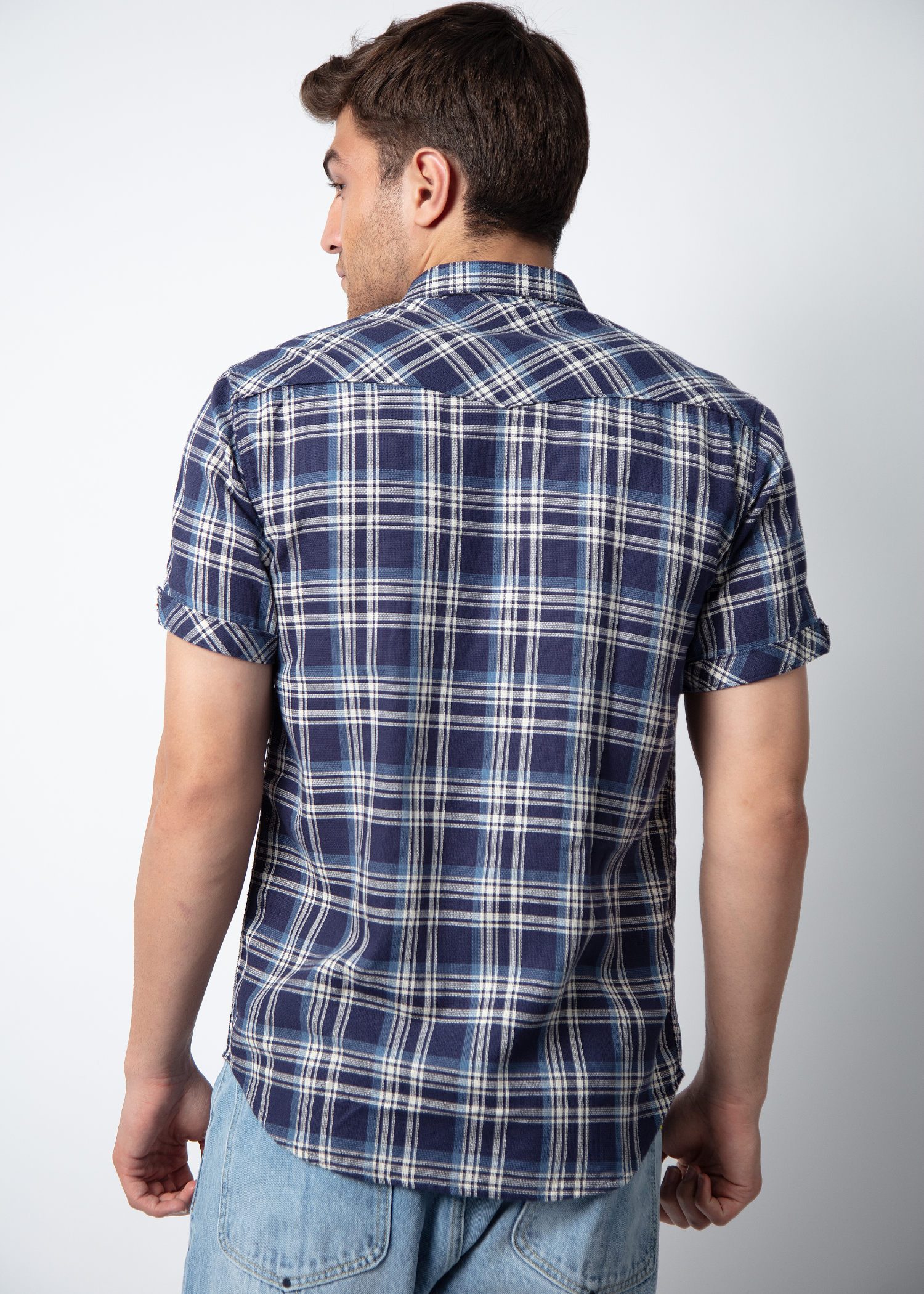 Olsberg Half Sleeve Checked Shirt For Men Nostrum