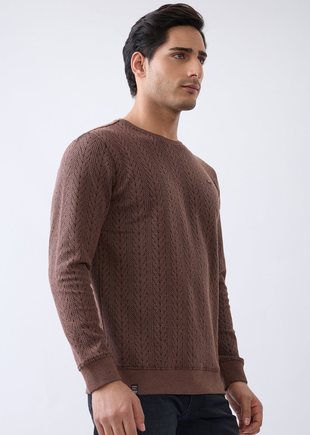 Gravitate Textured Full Sleeve Sweatshirt: Copper