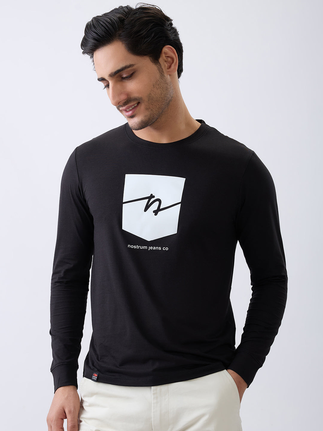Star 1 Fitted Full Sleeve Pullover: Black