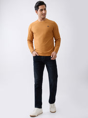 Dressy Fitted Full Sleeve Sweatshirt: Rust