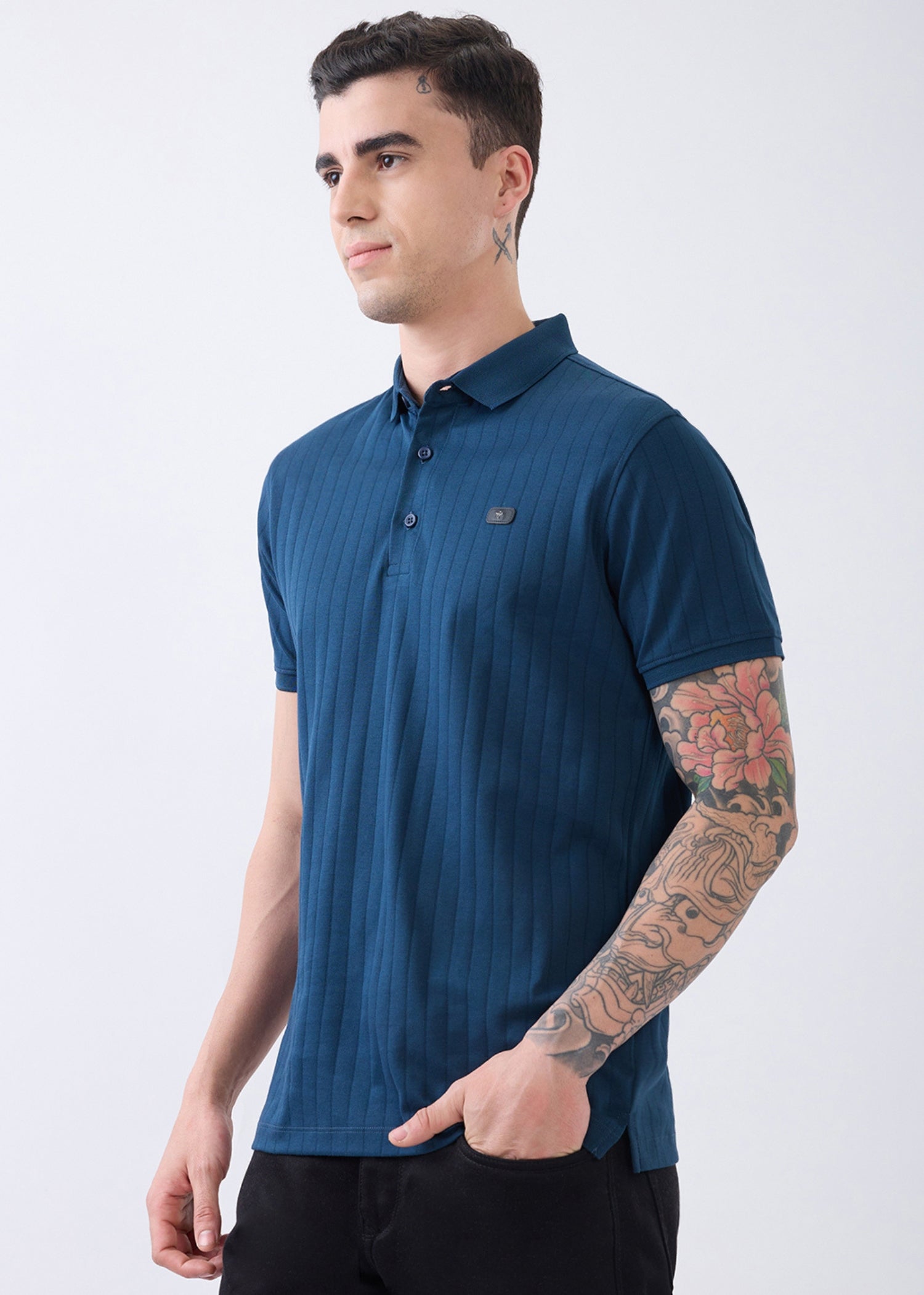 Kinetic Knit Polo T-shirt: Blue
